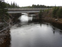 view from foot bridge off Oban Road before the village of St Peters off Highway 4 Cape Breton