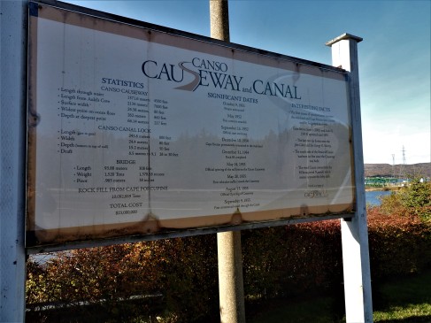 Canso Causeway Statistics board for those that want the details of how much, how long how far, etc