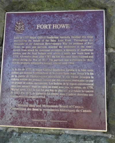 Fort Howe New Brunswick National Historic Plaque